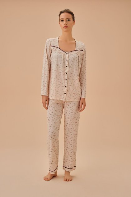 Young Mother Shirt Collar Pajama Set