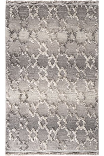 Sakura 2203 Gri Hav Toz Vermez Etnik Desenli Modern Dokuma Bukleli Salon Halısı