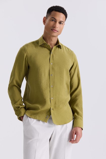 Walnut Comfort Fit Buttoned Collar Shirt