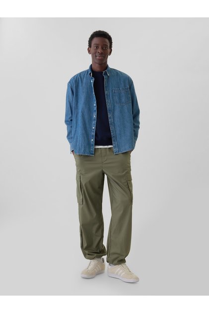 Erkek Haki Baggy Kargo Pantolon