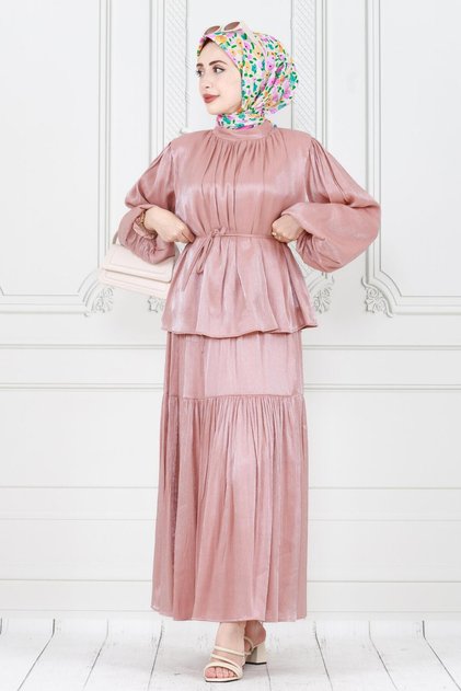 Lara Balon Two-Piece Set with Skirt - Powder
