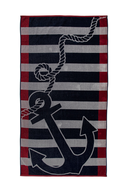 Cannes Gray Anchors Velvet Beach Towel 86X162 cm