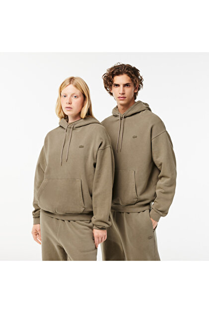 Lacoste Neo Heritage Unisex Loose Fit Kapüşonlu Yeşil Sweatshirt