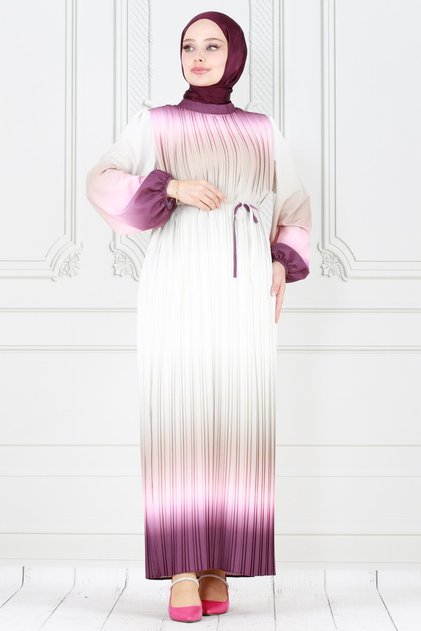 Pleated Marbled Dress - Hijab Clothing for Women