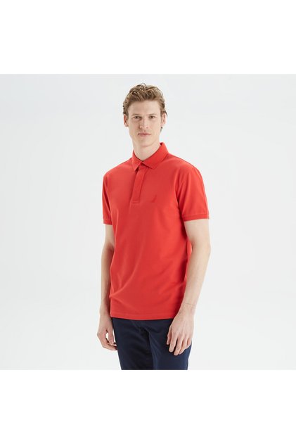 Erkek Kırmızı Slim Fit Kısa Kollu Polo Yaka T-Shirt