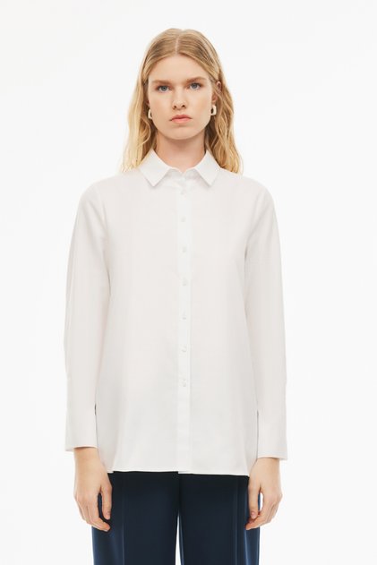 Jaydens Regular Fit Standard Size Shirt Collar White Color Women's Shirt