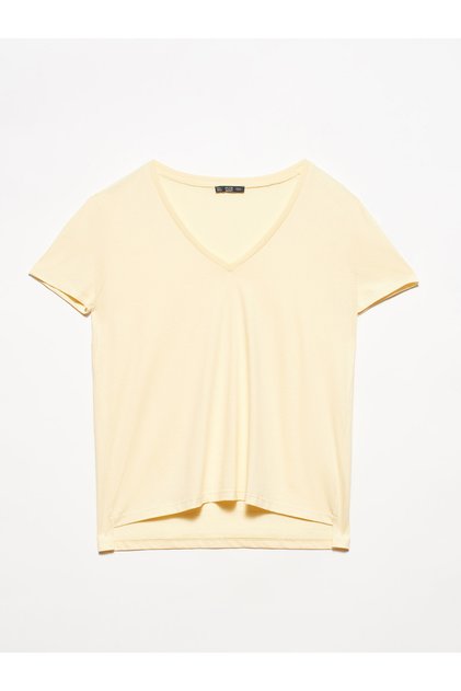 3470 V-Neck Basic T-shirt-t.yellow