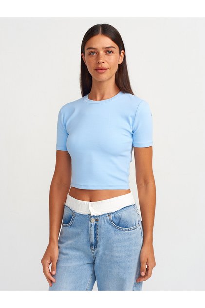 30124 Crop T-Shirt-Light Blue