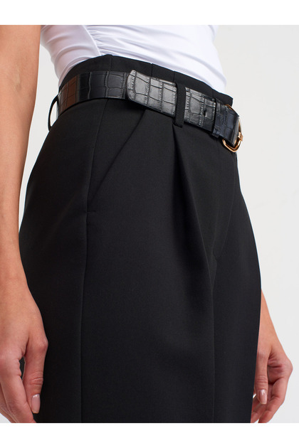 Dilvin 71303 Belted Carrot Fit Pants-Black- Trendyol
