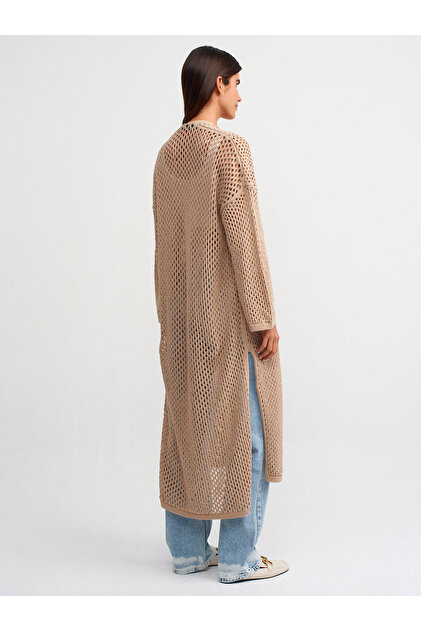 Dilvin 60227 Kimono Kol Ajurlu Triko Hırka-Bej - Fiyatı, Yorumları