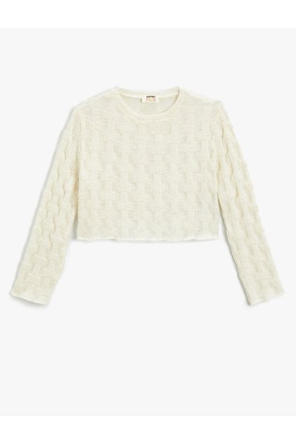 Beige Girl's Crop Sweatshirt