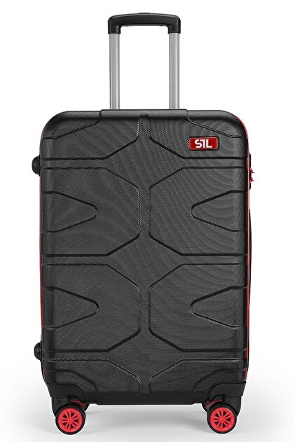 Wexta WX-1002 Stl Series Siyah-Kırmızı Büyük&Kabin 2'Li Set Valiz