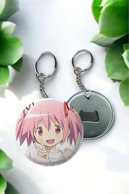 Puella Magi Madoka Magica Anime Button Opener Badge Keychain 44 mm