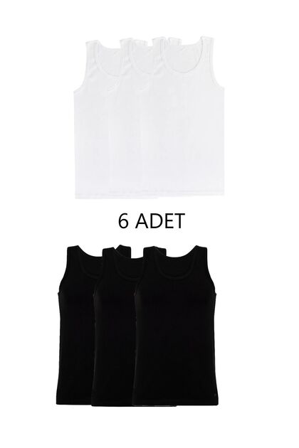 6-Pack Men's Undershirt Set Mixed Color (White Black) Cotton Basic