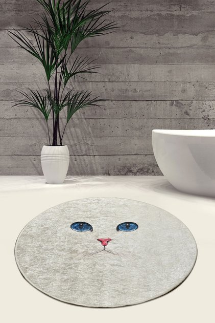 Blue Eyes Diameter 100 cm Bathroom Rug