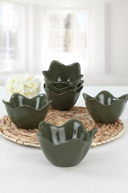 Keramika Koyu Yeşil Zambak Çerezlik / Sosluk 12 Cm 6 Adet - Fiyatı
