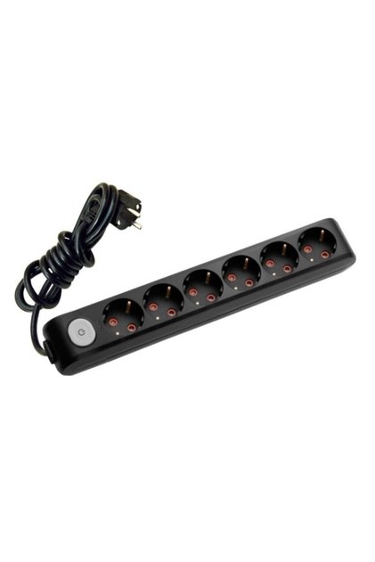 Multi-let Altılı 6lı 5 Metre Topraklı Anahtarlı Priz Siyah
