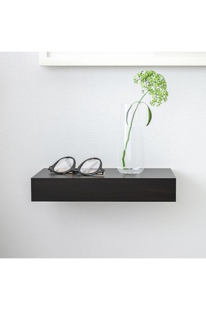 Siyah Lack 30x26 Cm Venge Gizli Bağlantılı Ahşap Duvar Rafı Suntalam 30 Cm 26 Cm