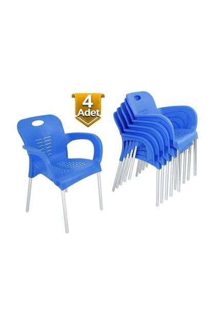 4 Adet Metal Ayaklı Plastik Sandalye