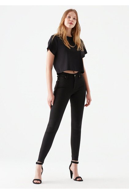 Lycra Skinny Black Women's Ankle Length High Waist Jeans Trousers