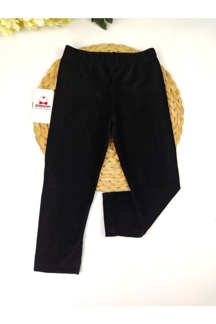 Girl's Black Timi Plain Velvet Tights