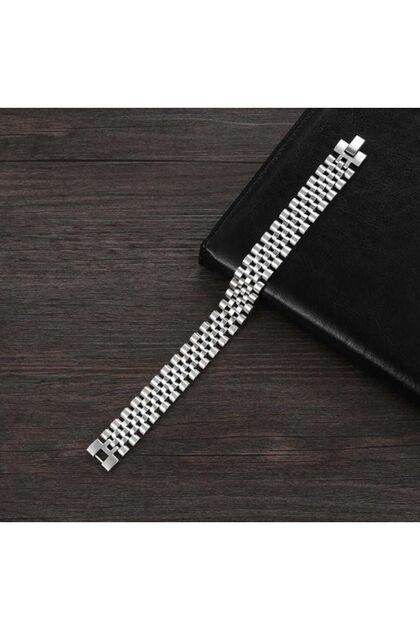 Çelik Rolex Kordon Gümüş Renk Erkek Bileklik 7 Mm Genişlik