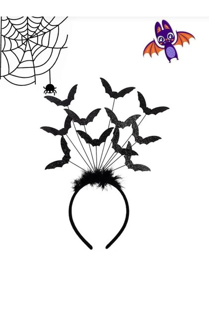 Halloween Parti Tacı Yarasa Figürlü Cadılar Bayramı Aksesuarı Siyah