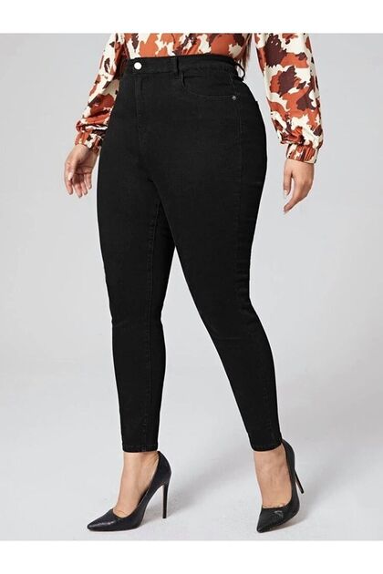 Black Plus Size Stretchy Jeans Tight