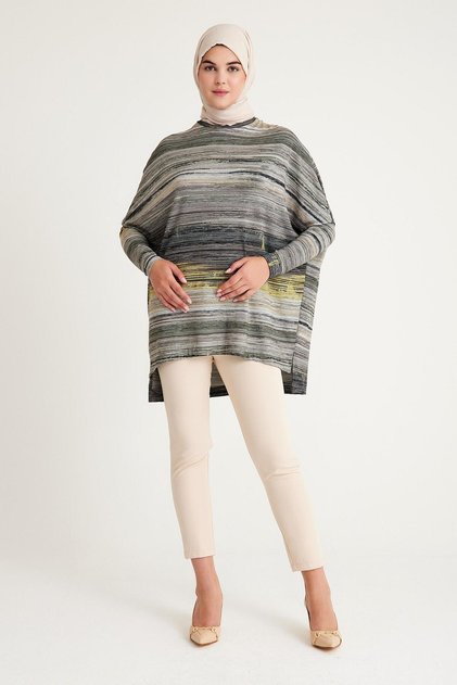 2235_Patterned Slit Oversize Hijab Tunik
