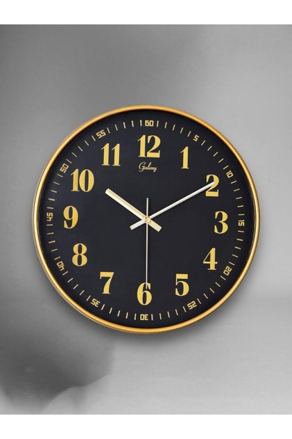 D-218-A-9 Eskitme Kadran 30 CM Sessiz Akar Duvar Saati Gold-Lacivert