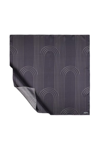 Eșarfă de mătase İpekevi Twill - Cu model de curea - Afumată