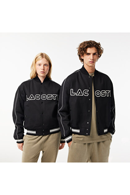 Lacoste Neo Heritage Unisex Dik Yaka Baskılı Siyah Mont - Fiyatı