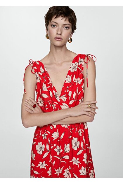 strapless open back dress Berrylush Women Solid Red V-Neck Waist Tie-Up Flared Wrap Mini Dress