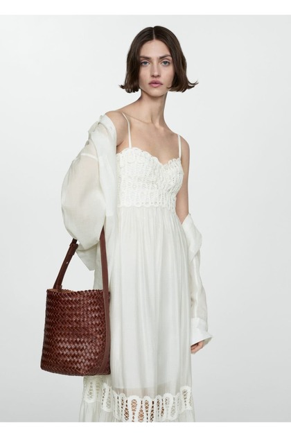 MANGO Embroidered Detailed Dress- Trendyol