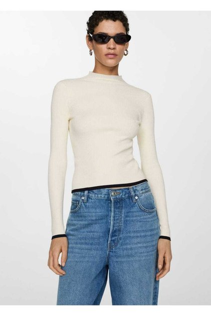 High collar rib sweater