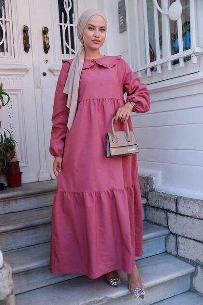 Rochie Hijab cu guler pentru bebeluși Dusty Rose HM2080
