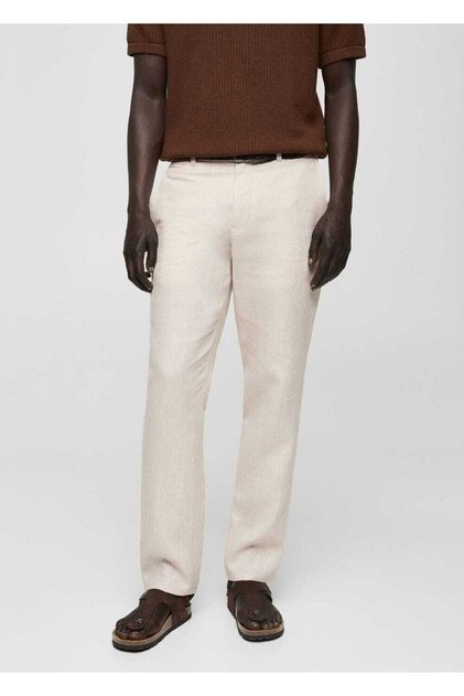 Slim fit %100 keten pantolon