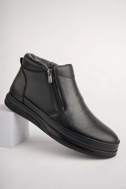 Davi̇la Guaranteed Double Zippered Shearling Men's Boots