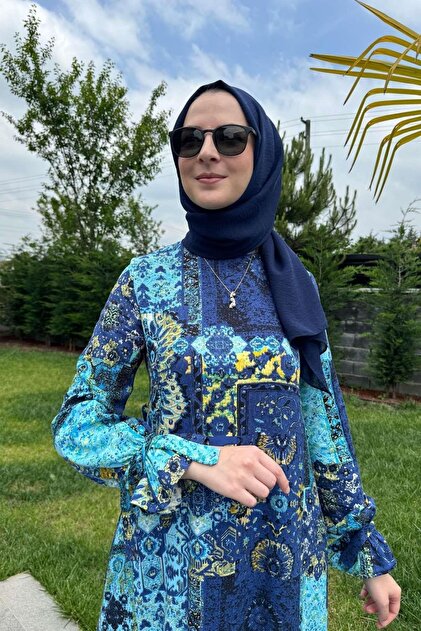 Rabia Şamlı Nehir Elbise Saks - Fiyatı, Yorumları
