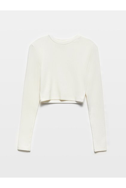 31236 Ecru Crop Top - Long Sleeve