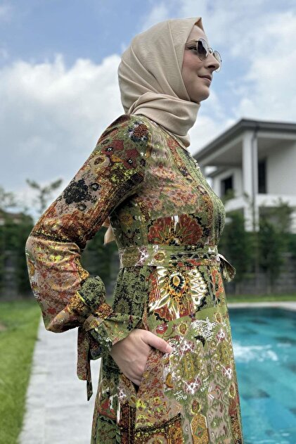 Rabia Şamlı Nehir Elbise Yeşil - Fiyatı, Yorumları