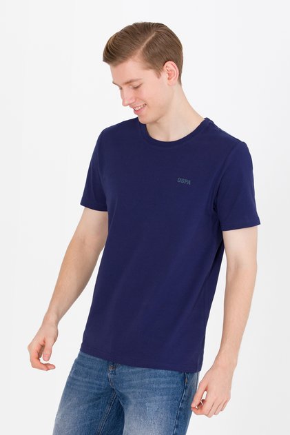 Men's Navy Blue Basic Crew Neck T-Shirt 50264918 -Vr033