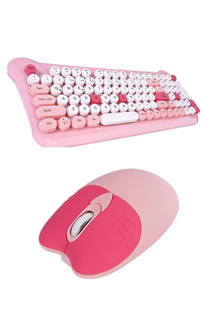 Everest Klavye Mouse Seti Pembe Km-6244 Bunny Renkli Tuşlu Pembe