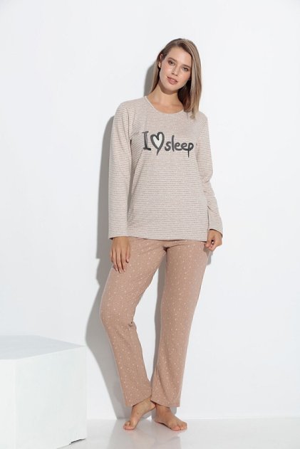 Embroidered Patterned Long Sleeve Pajama Set