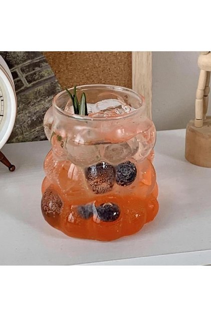 2 Pieces Heat Resistant Grape Model Borosilicate Soft Drink Water Cocktail Cold Coffee Ice Latte Presentation Glass
