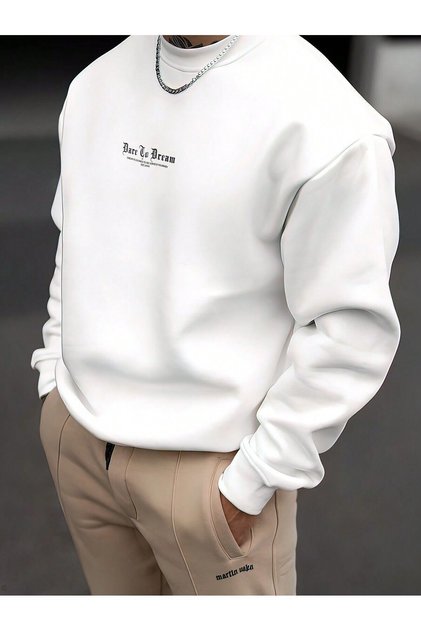 Unisex White Printed Oversize Sweatshirt