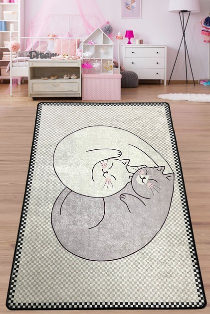 Katt Makinede Yıkanabilir Kaymaz Taban Leke Tutmaz Dijital Çocuk Halısı