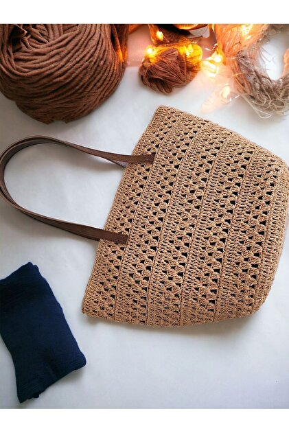 Bac Paper Rope Hand Knitted Shoulder Beach Bag