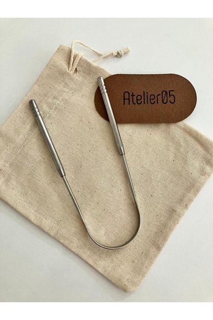 Zero Waste Premium Stainless Steel Tongue Cleaning Apparatus with Storage Bag
