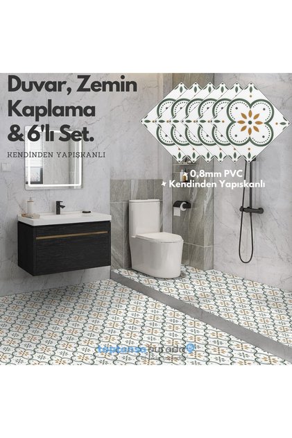 6Adet 20cm×20cm Kendinden Yapışkanlı Duvar Kaplama Mutfak Banyo PVC Sticker Dekorasyon
